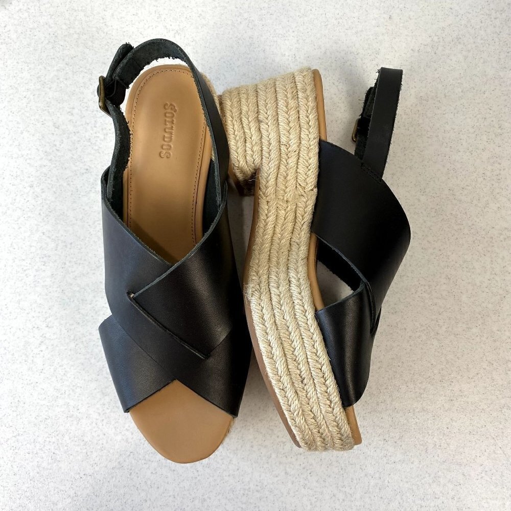 Soludos Amalfi Platform Heel Black Leather 9